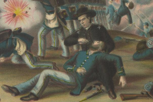 Chaplain Peter P. Cooney at the Battle of Stones River, January 1863.
