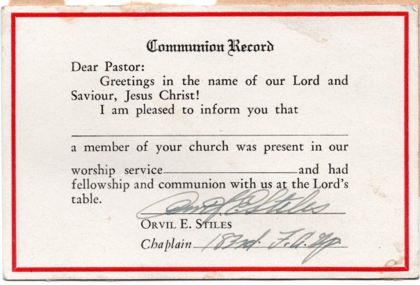Communion Record WW2